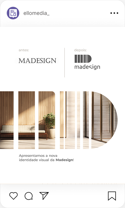 Conteúdo de redesign de identidade criado pela Ello Media para Madesign